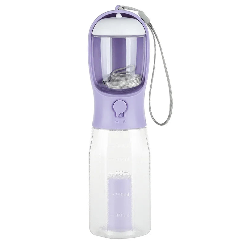 Portable Dog Water Bottle with Poop Bag Dispenser & Pet Feeder