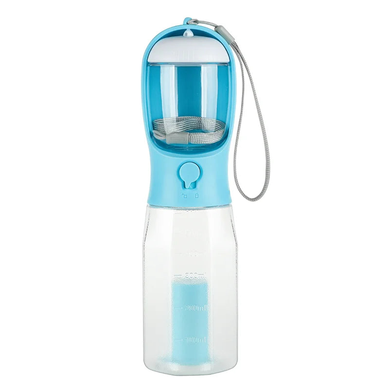 Portable Dog Water Bottle with Poop Bag Dispenser & Pet Feeder