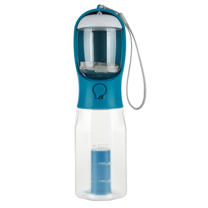 Portable Dog Water Bottle with Poop Bag Dispenser & Pet Feeder