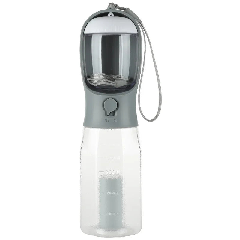 Portable Dog Water Bottle with Poop Bag Dispenser & Pet Feeder