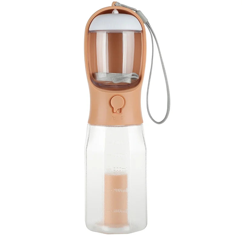 Portable Dog Water Bottle with Poop Bag Dispenser & Pet Feeder